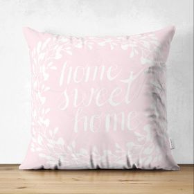 RealHomes Çift Taraflı Home Sweet Home Dijital Baskılı Dekoratif Süet Yastık Kırlent Kılıfı