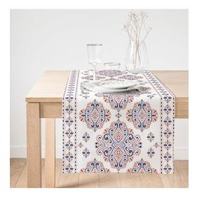 Realhomes Çini Karo Motifli Dijital Baskılı Modern Süet Runner