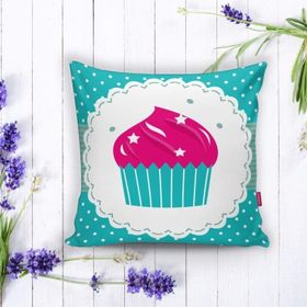 RealHomes Cup Cake Desenli Dijital Baskılı Dekoratif Yastık Kırlent Kılıfı