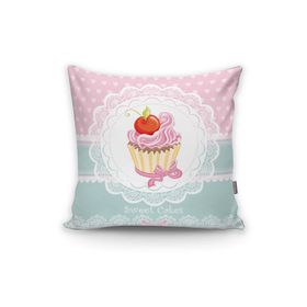 RealHomes Cup Cake Dijital Baskılı Dekoratif Yastık Kırlent Kılıfı