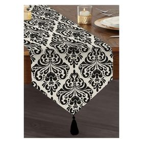 Realhomes Damask Motifli Modern Püsküllü Şönil Üçgen Runner
