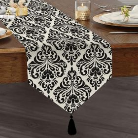 Realhomes Damask Motifli Modern Püsküllü Şönil Üçgen Runner