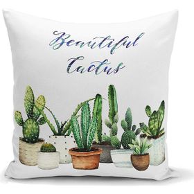 RealHomes DIK-2033 Beatiful Cactus Baskılı Dijital Dikdörtgen Kırlent Kılıfı