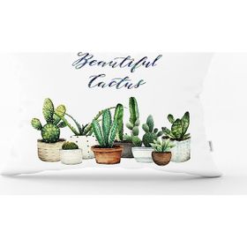 RealHomes DIK-2033 Beatiful Cactus Baskılı Dijital Dikdörtgen Kırlent Kılıfı