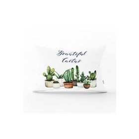 RealHomes DIK-2033 Beatiful Cactus Baskılı Dijital Dikdörtgen Kırlent Kılıfı