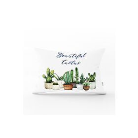 RealHomes DIK-2033 Beatiful Cactus Baskılı Dijital Dikdörtgen Kırlent Kılıfı