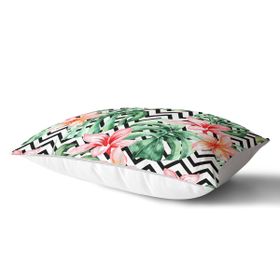 RealHomes DIK-2539 Zigzag Zebra Desenli Dijital Baskılı Dikdörtgen Kırlent Kılıfı