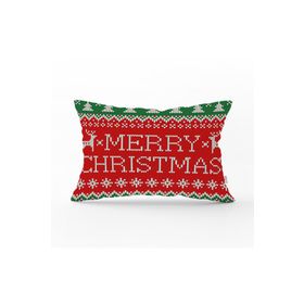 RealHomes DIK-3034 Merry Christmas Motifli Dijital Baskılı Dikdörtgen Kırlent Kılıfı