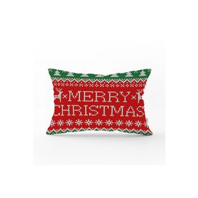 RealHomes DIK-3034 Merry Christmas Motifli Dijital Baskılı Dikdörtgen Kırlent Kılıfı