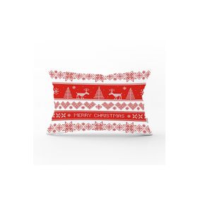 RealHomes DIK-3067 Kanaviçe Christmas Tasarımlı Dikdörtgen Kırlent Kılıfı