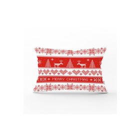 RealHomes DIK-3067 Kanaviçe Christmas Tasarımlı Dikdörtgen Kırlent Kılıfı