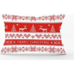 RealHomes DIK-3068 Kanaviçe Christmas Tasarımlı Dikdörtgen Kırlent Kılıfı