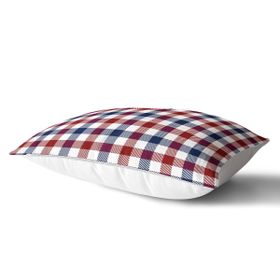 RealHomes DIK-3082 Bordo Lacivert Ekose Desenli Dekoratif Dikdörtgen Kırlent Kılıfı
