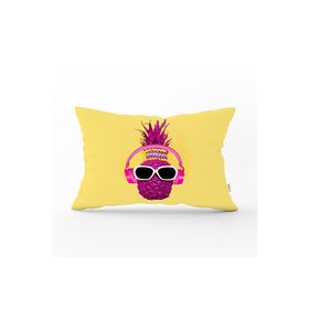 RealHomes DIK-3119 Mor Ananas Tasarımlı Dijital Baskılı Dekoratif Dikdörtgen Kırlent Kılıfı