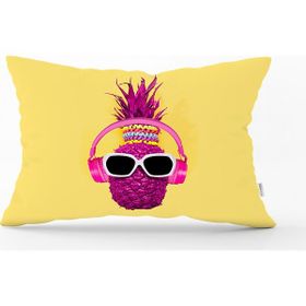 RealHomes DIK-3119 Mor Ananas Tasarımlı Dijital Baskılı Dekoratif Dikdörtgen Kırlent Kılıfı