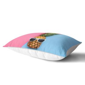 RealHomes DIK-3175 Mavi Pembe Ananas Desenli Modern Dikdörtgen Kırlent Kılıfı