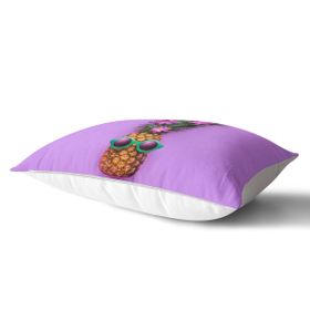 RealHomes DIK-3206 Mor Zeminde Ananas Desenli Modern Dikdörtgen Kırlent Kılıfı