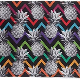 RealHomes DIK-3250 Siyah Zigzag Temalı Ananas Desenli Modern Dikdörtgen Kırlent Kılıfı