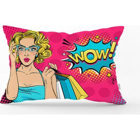 RealHomes DIK-3278 Pempe Pop Art Wow Tasarımlı Dekoratif Dikdörtgen Kırlent Kılıfı