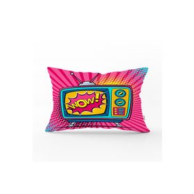 RealHomes DIK-3280 Pop Art Wow TV Desenli Dekoratif Dikdörtgen Kırlent Kılıfı