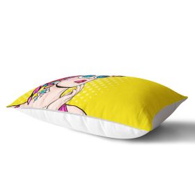 RealHomes DIK-3292 Sarı Zeminli Summer Popart Tasarımlı Dekoratif Dikdörtgen Kırlent Kılıfı