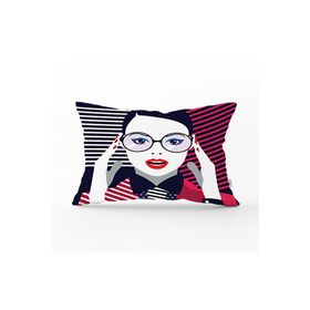 RealHomes DIK-3360 Pop Art Mujer Elegante Tasarımlı Dijital Baskılı Dikdörtgen Kırlent Kılıfı