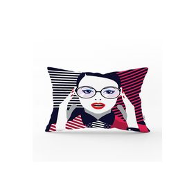RealHomes DIK-3360 Pop Art Mujer Elegante Tasarımlı Dijital Baskılı Dikdörtgen Kırlent Kılıfı