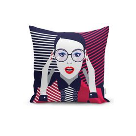 RealHomes DIK-3360 Pop Art Mujer Elegante Tasarımlı Dijital Baskılı Dikdörtgen Kırlent Kılıfı
