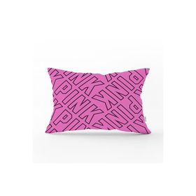 RealHomes DIK-3381 Pembe Zeminli Pink Yazılı Dekoratif Dikdörtgen Kırlent Kılıfı