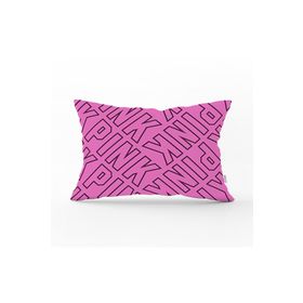 RealHomes DIK-3381 Pembe Zeminli Pink Yazılı Dekoratif Dikdörtgen Kırlent Kılıfı