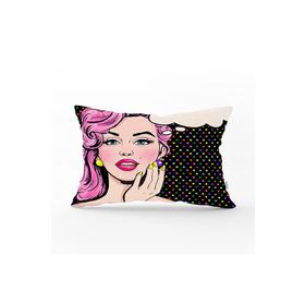 RealHomes DIK-5 Pop Art Retro Dijital Baskılı Dekoratif Dikdörtgen Kırlent Kılıfı