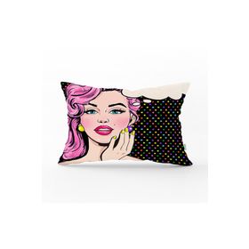 RealHomes DIK-5 Pop Art Retro Dijital Baskılı Dekoratif Dikdörtgen Kırlent Kılıfı