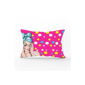RealHomes DIK-736 Pop Art Resimli Dijital Baskılı Dekoratif Dikdörtgen Kırlent Kılıfı