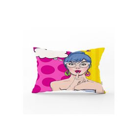 RealHomes DIK-736 Pop Art Resimli Dijital Baskılı Dekoratif Dikdörtgen Kırlent Kılıfı