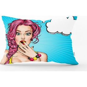 RealHomes DIK-739 Pop Art Desen Dijital Baskılı Dekoratif Dikdörtgen Kırlent Kılıfı