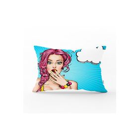 RealHomes DIK-739 Pop Art Desen Dijital Baskılı Dekoratif Dikdörtgen Kırlent Kılıfı