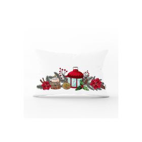 Realhomes Dik-K10174 Özel Tasarım Christmas Temalı Dijital Baskılı Modern Dikdörtgen Kırlent Kılıfı