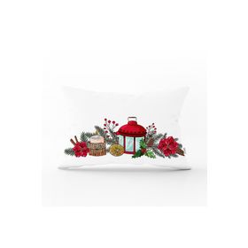 Realhomes Dik-K10174 Özel Tasarım Christmas Temalı Dijital Baskılı Modern Dikdörtgen Kırlent Kılıfı