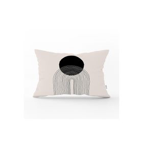 Realhomes Dik-K10303 Soyut Tarzda Onedraw Çizimli Dijital Baskılı Modern Dikdörtgen Kırlent Kılıfı