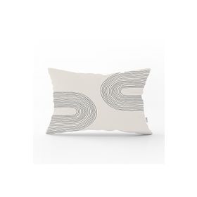 Realhomes Dik-K10308 Soyut Tarzda Onedraw Çizimli Dijital Baskılı Dekoratif Dikdörtgen Kırlent Kılıfı