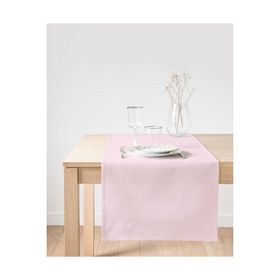 Realhomes Düz Açık Pembe Renkli Dijital Baskılı Süet Runner