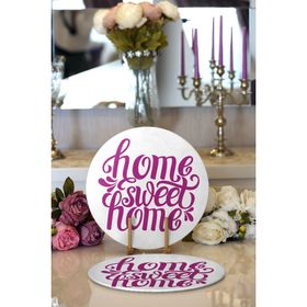 RealHomes Eflatun Home Sweet Home Dijital Baskılı Modern 2 1 Yuvarlak Servis Altlığı Supla