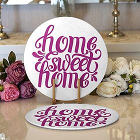RealHomes Eflatun Home Sweet Home Dijital Baskılı Modern 2 1 Yuvarlak Servis Altlığı Supla