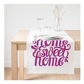 Realhomes Eflatun Home Sweet Home Dijital Baskılı Süet Runner