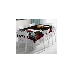 RealHomes Ekose Zeminde Yılbaşı Geyik Temalı Dijital Baskılı 120x140 cm Masa Örtüsü