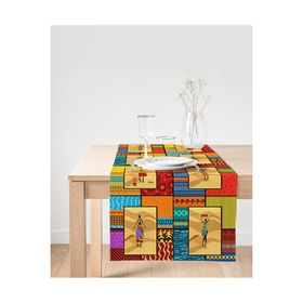 Realhomes Etnik African Motifli Özel Tasarım Dekoratif Süet Runner