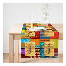 Realhomes Etnik African Motifli Özel Tasarım Dekoratif Süet Runner