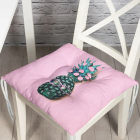 RealHomes F3244 Pembe Zeminde 3D Ananas Temalı Modern Fermuarlı Sandalye Minderi