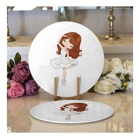 RealHomes Fashion Girl Desenli Modern 2 1 Yuvarlak Servis Altlığı Supla