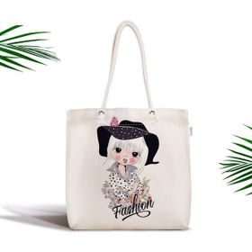 RealHomes Fashion Girl Dijital Baskılı Fermuarlı Kumaş Çanta